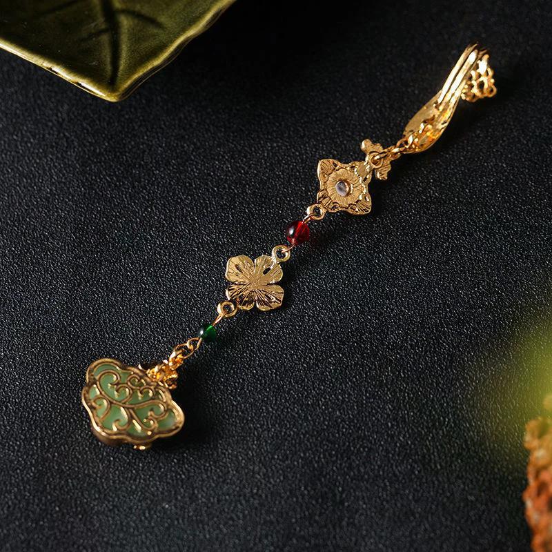 Women Chinese Style Cheongsam Qipao Lapel Hanging Tassel Pendant Vintage Brooch Elegant Style Hanfu Accessories