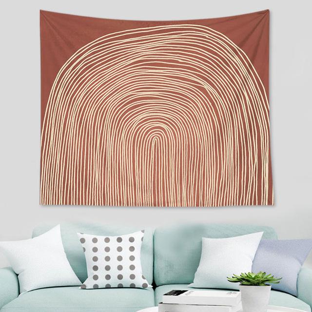 Nordic Abstract Geometric Tropical Plant Print Pattern Tapestry Home Living Room Bedroom Wall Decor Background Cloth Tapestry