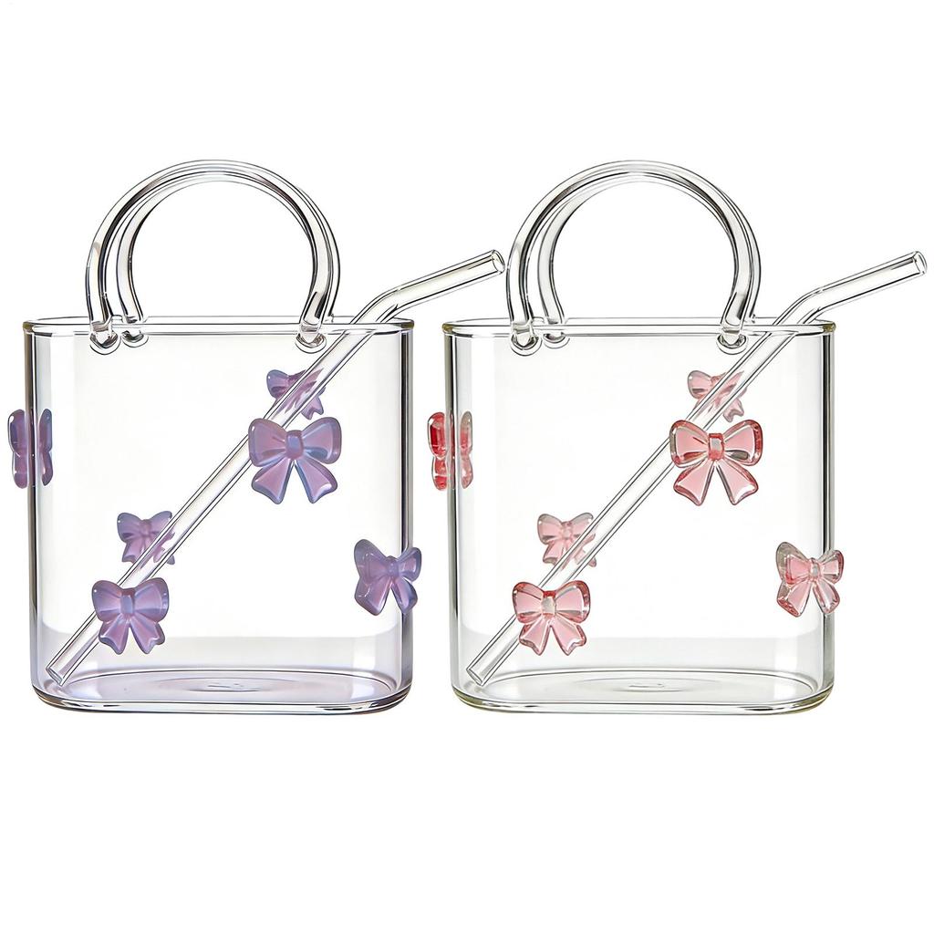 Portable Handbag Glass Cup,Creative Cocktail Glasses Cups,Funny Fruit Wine Glass Cups,Ins Style Bag Glass With Straw,Bar Tools