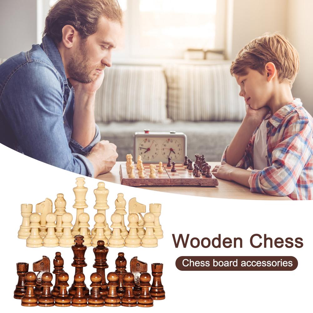 32PCS Wooden Checkers 2.2in King Figures Chess Game Pawns Figurine Pieces Chess Pieces Accessories for Chess Board Game