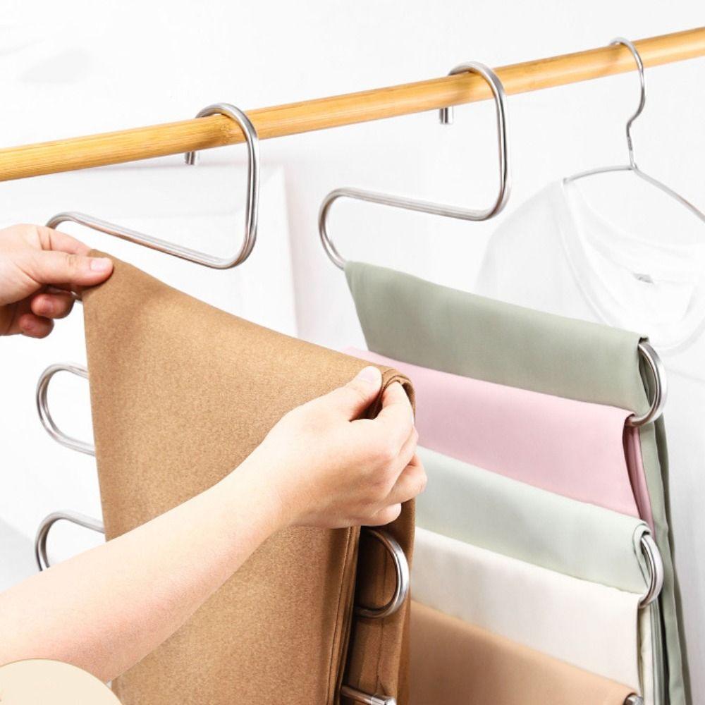 5pcs Multi-Functional Pants Rack Five-Layer Trouser Rack Durable Storage Rack Pant Storage