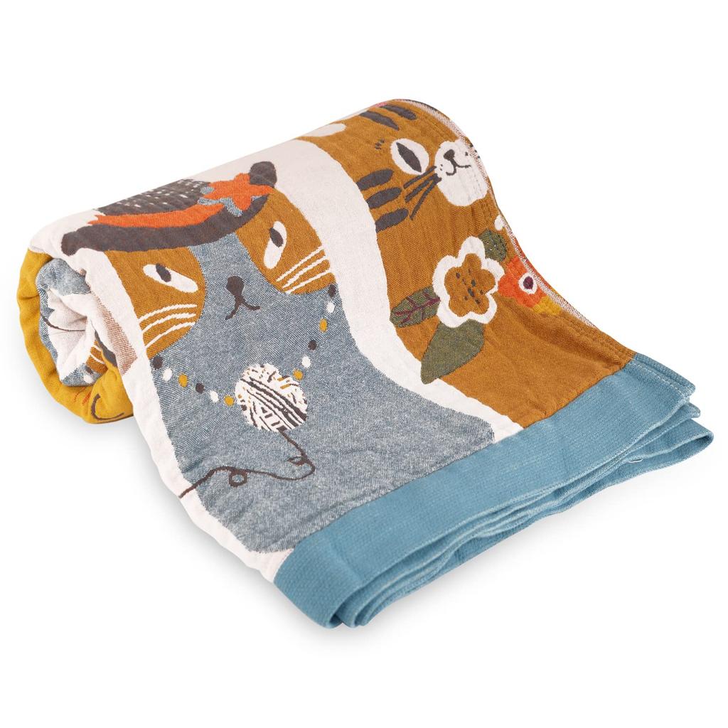 Vanxing Gauze Towel Comfortable for 150x200cm Blanket, Blanket, Single/Semi-Double Size, 100% Cotton, 4-Layer Gauze, Soft, Breathable, Breathable,