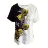 Retro Rose Print Round Neck Short Sleeved T-shirt for Women Breathable Polyester Stretch Comfortable for Everyday