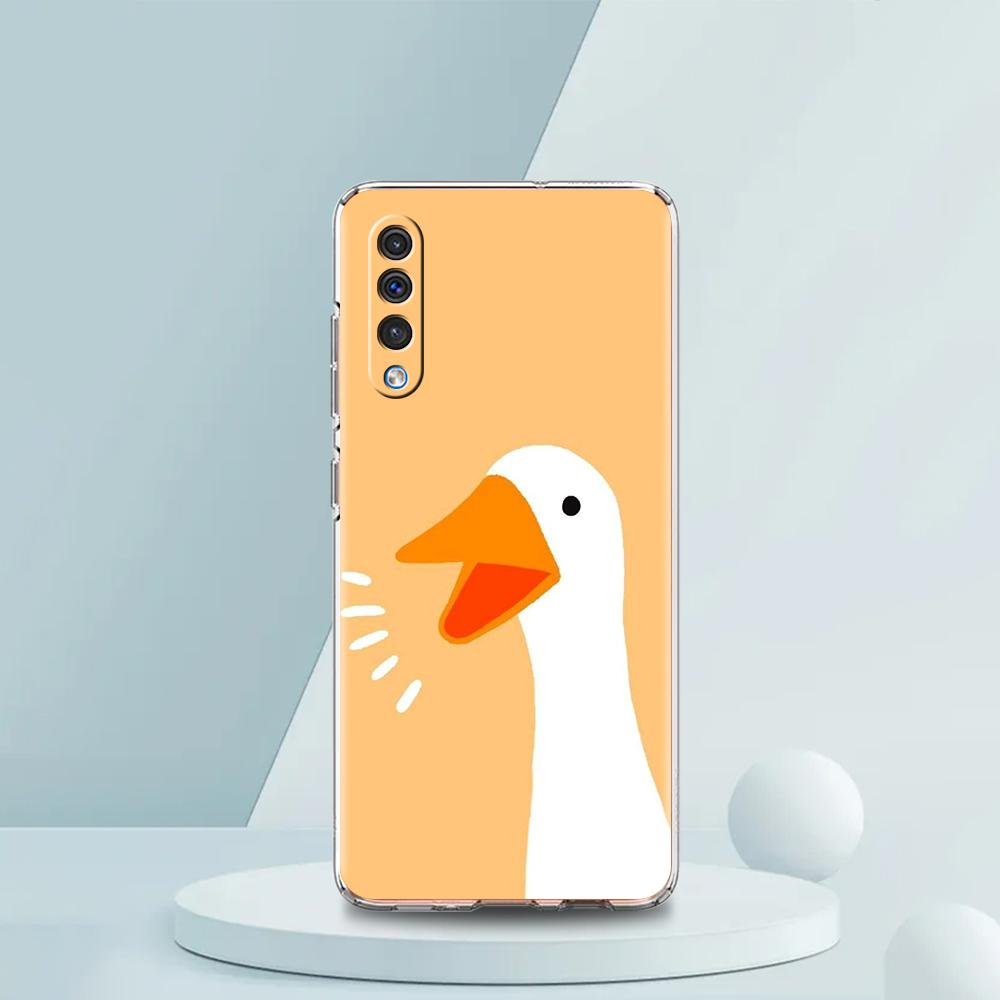 Cute Goose Duck Game Luxury Transparent Phone Case for Samsung Galaxy A12 A02 A03S A50 A70 A40 A10 A20 A30 Cover Silicone Shell