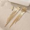 Exquisite Gold Color Long Tassel Stud Earrings for Women Shining Elegant Daily Party Banquet Jewelry Accessories Crafts