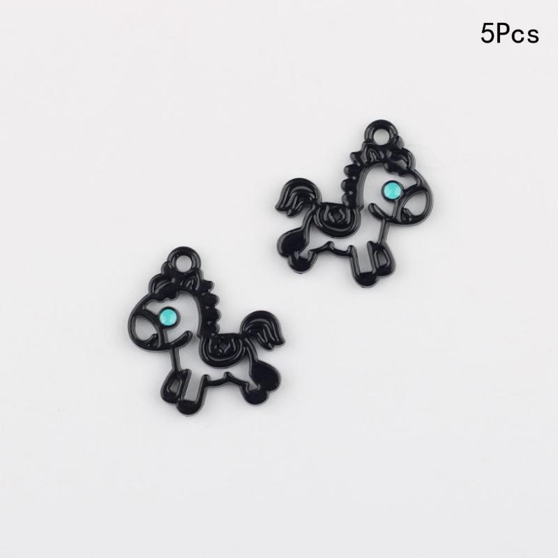 5 Pièces Pendentif Cheval Coloré Creux Charms Minimalistes Alliage Poney Fabrication de Bijoux Boucles d'Oreilles Bracelet Collier Accessoires DIY