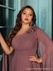 2024 Plus Size V-Neck Chiffon Bridesmaid Dress - Flowy Light Luxury Design.