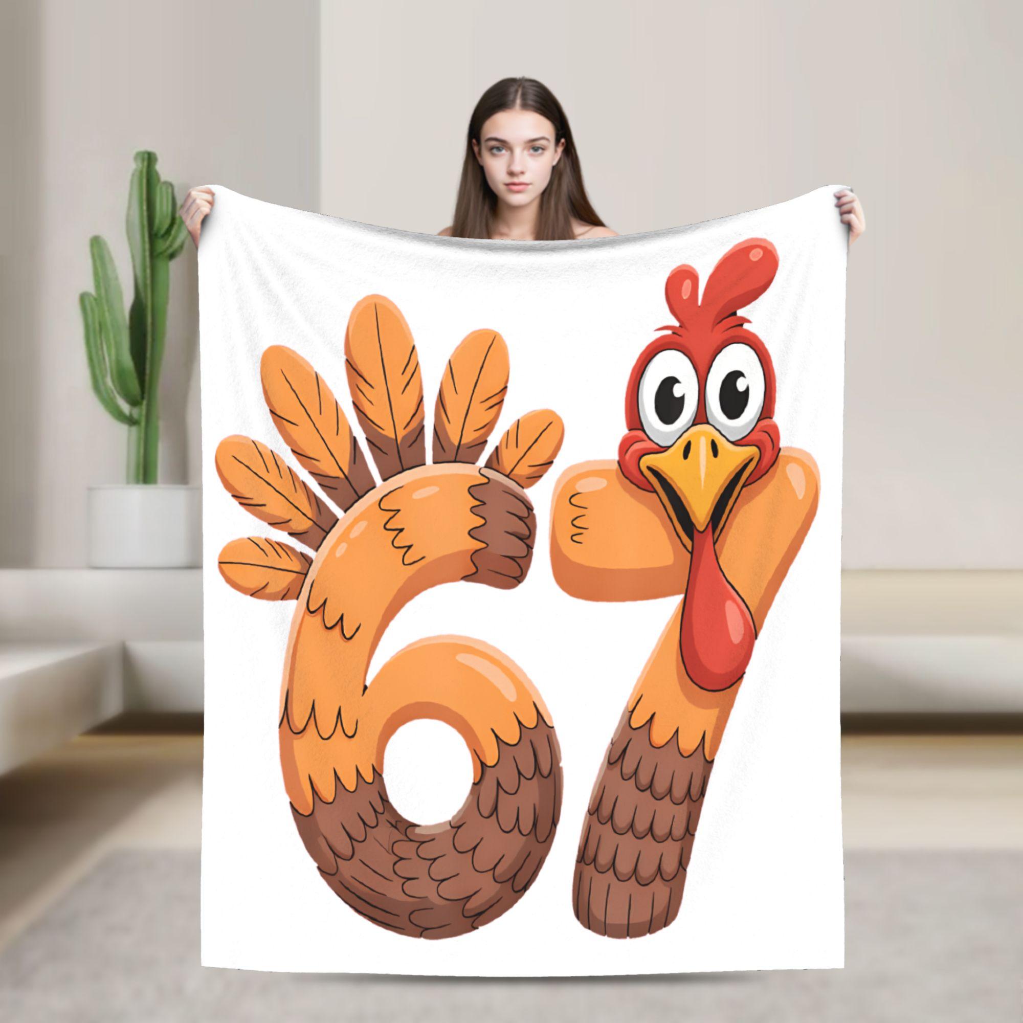 67 Thanksgiving Смешная индейка Thanksgiving 67 Индейка Теплое мягкое одеяло Плюшевое покрывало для взрослых Диван Кровать Фланелевое покрывало 75X95CM
