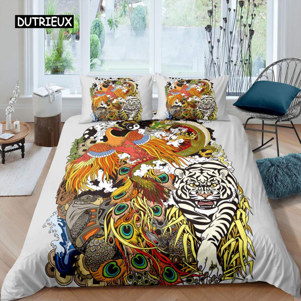 Phoenix Duvet Cover Set Queen Size Fire Phoenix Flying Above The Volcano Bedding Set Children Adult Soft Comfortable Quilt Cover