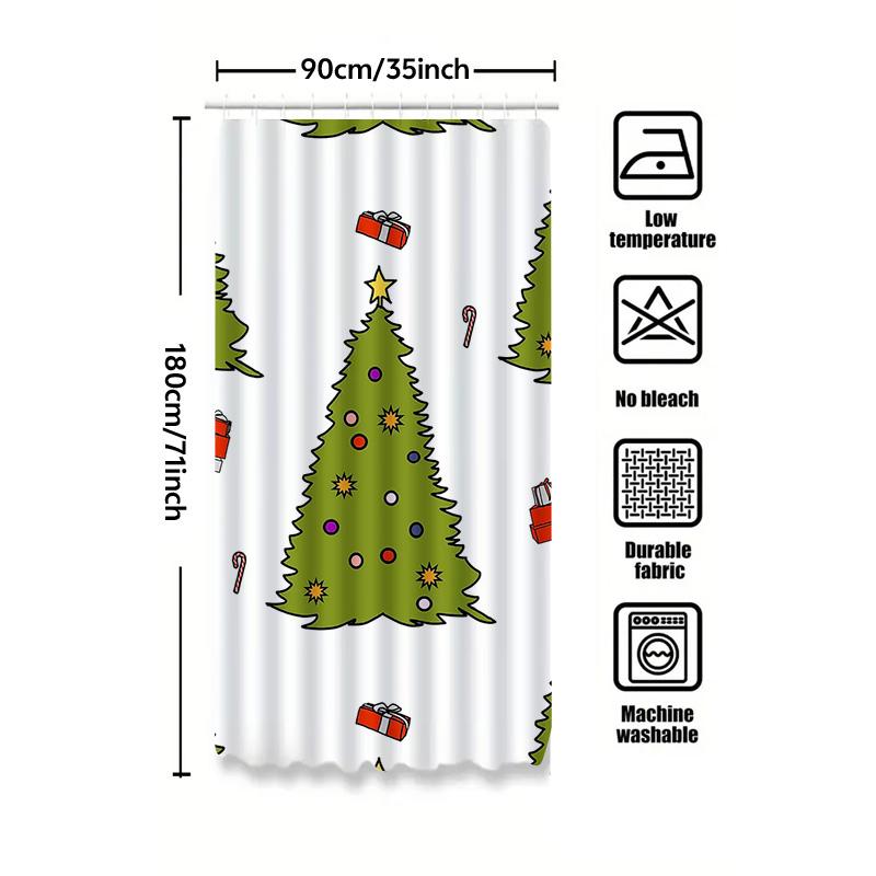 Tuniu Cute Christmas Bathroom Shower Curtain Holiday Festive Fun Holiday Decor Holiday Gift Santa Claus Reindeer Snowman Pattern