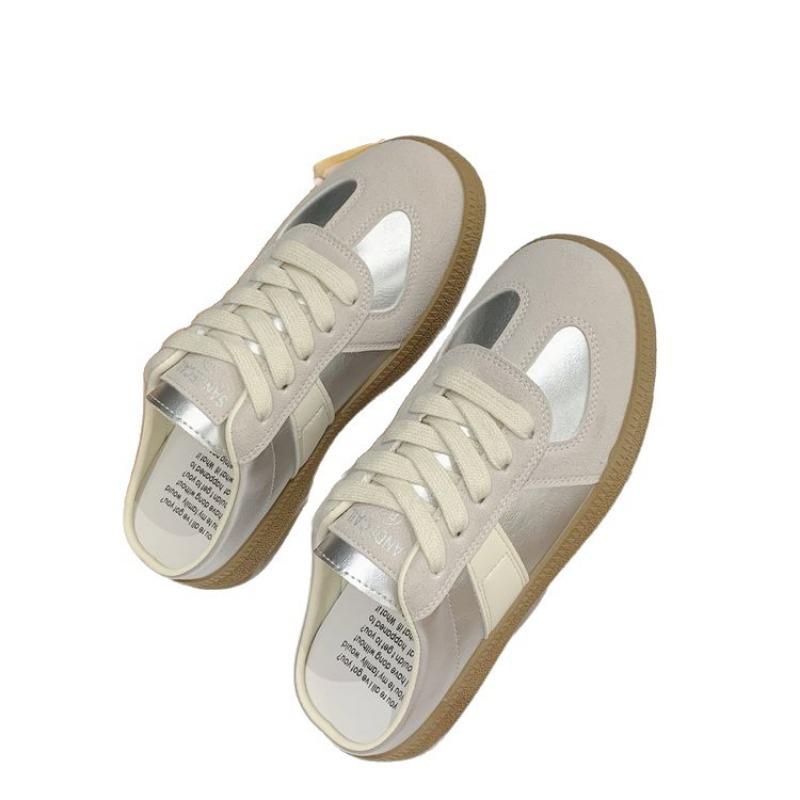 College Style Beige Bag Head Lazy Shoes New One-pedal Little White Shoes Student Lace-up Versatile Platform Slippers