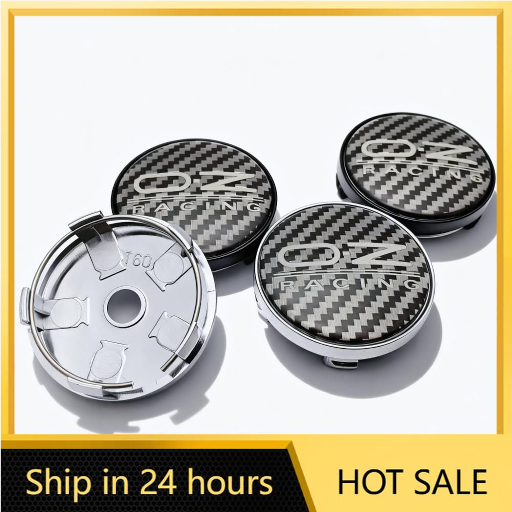 4pcs OZ Racing Logo Carbon Fiber Weave Emblem Car Wheel Center Caps 60MM 56MM Car Wheels Hub Cap Rim Hubcaps Cover Epoxy Resin