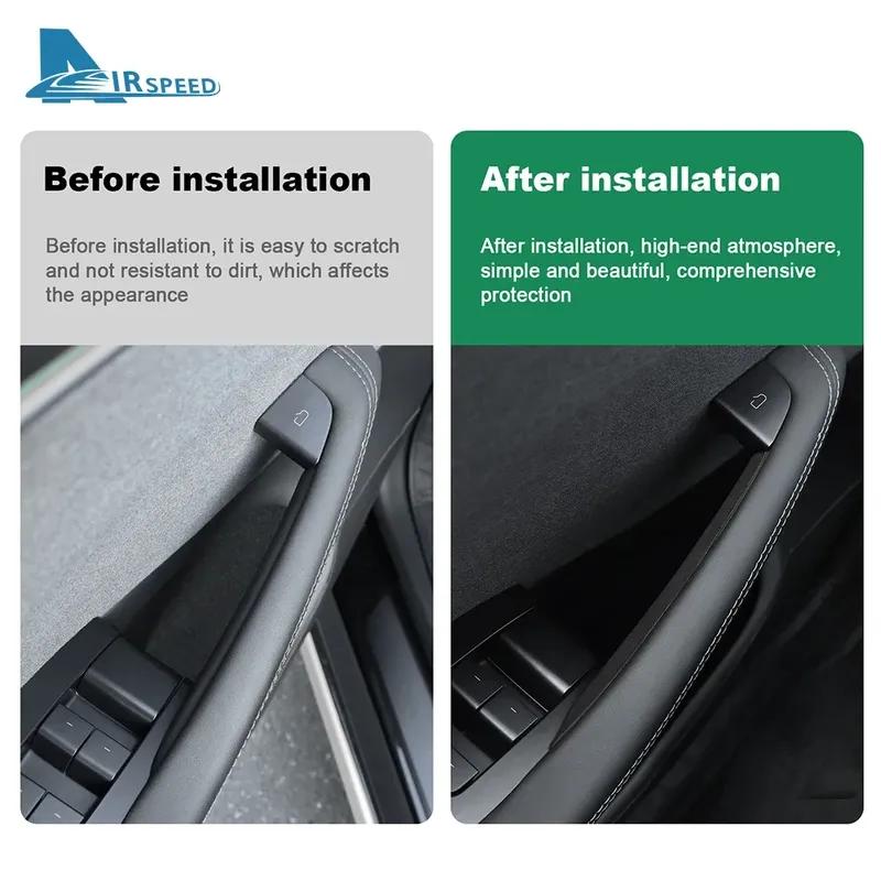 Italian Top Suede Door Ide Handle Trim Stickers for Tesla Model 3 Highland 2024 2025-Up Decor Accessories