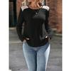 JPNTKY Women's Fashion Casual Solid Color Print Long Sleeve O-Neckk Blouses & Shirts