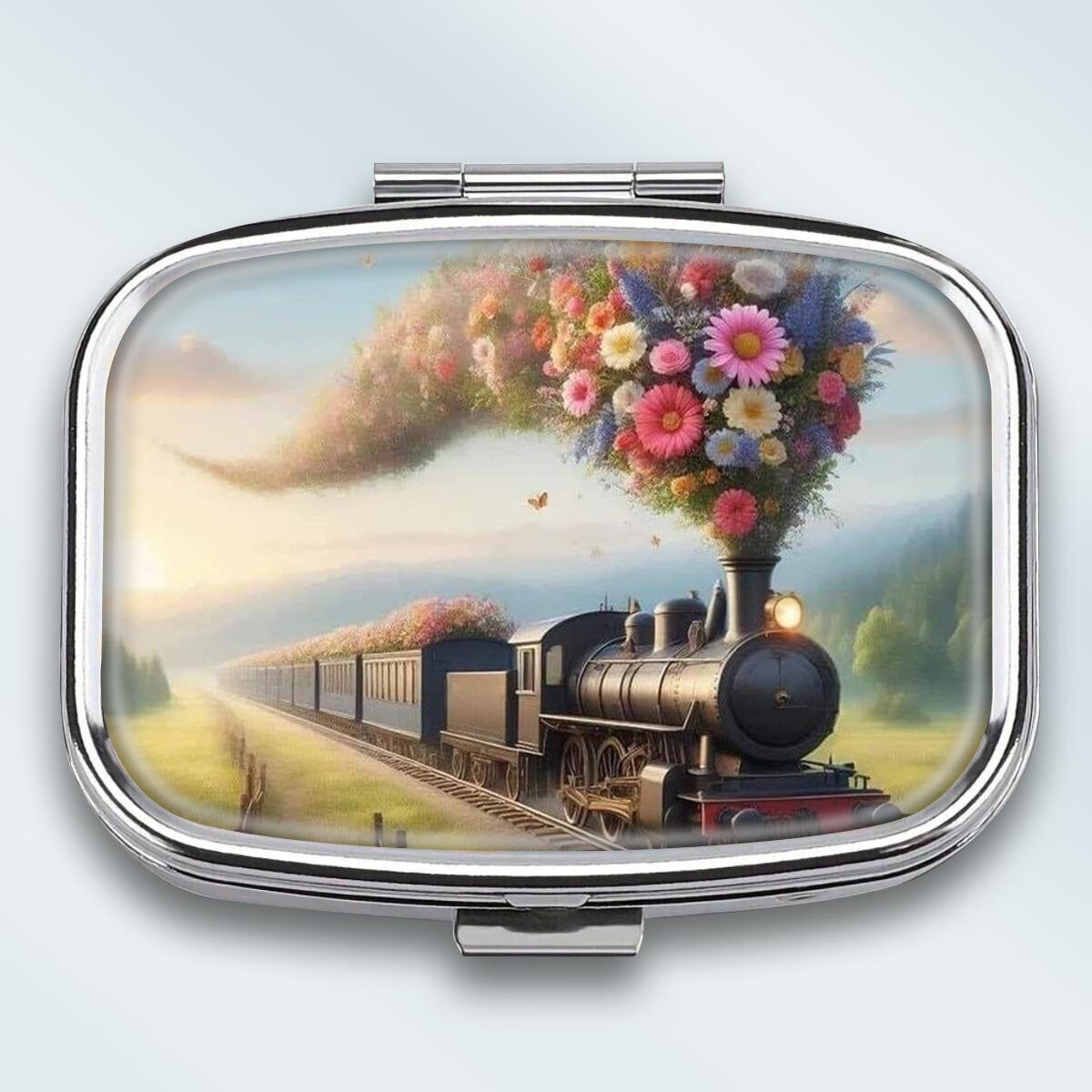 

Portable Pill Box with 2 Compartments, Mini Metal Medicine Organizer Case, Cute Printed Pill Container for Vitamins, Pills, Jewelry, Travel, Daily Use різнокольоровий