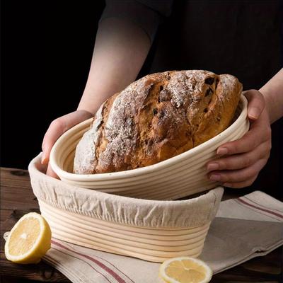 Bread Basket-Sourdough Proofing Basket-Proofing Basket-9.8 Inch Oval Proofing Bowl with Liner for Home Baker Baking Tool Kits (Oval)