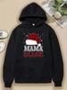 1pc Christmas Mom-Style Santa Hat Pocket Hoodie - Unisex Black Fleece Pullover, Comfortable Winter