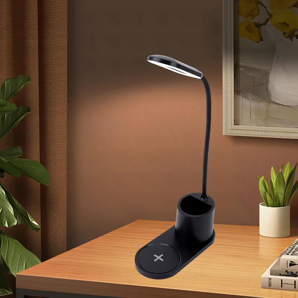 LED Desk Lamp Touch Control Flexible Arm Small Table Light with Wireless   Pen Holder for Dorm Bedroom