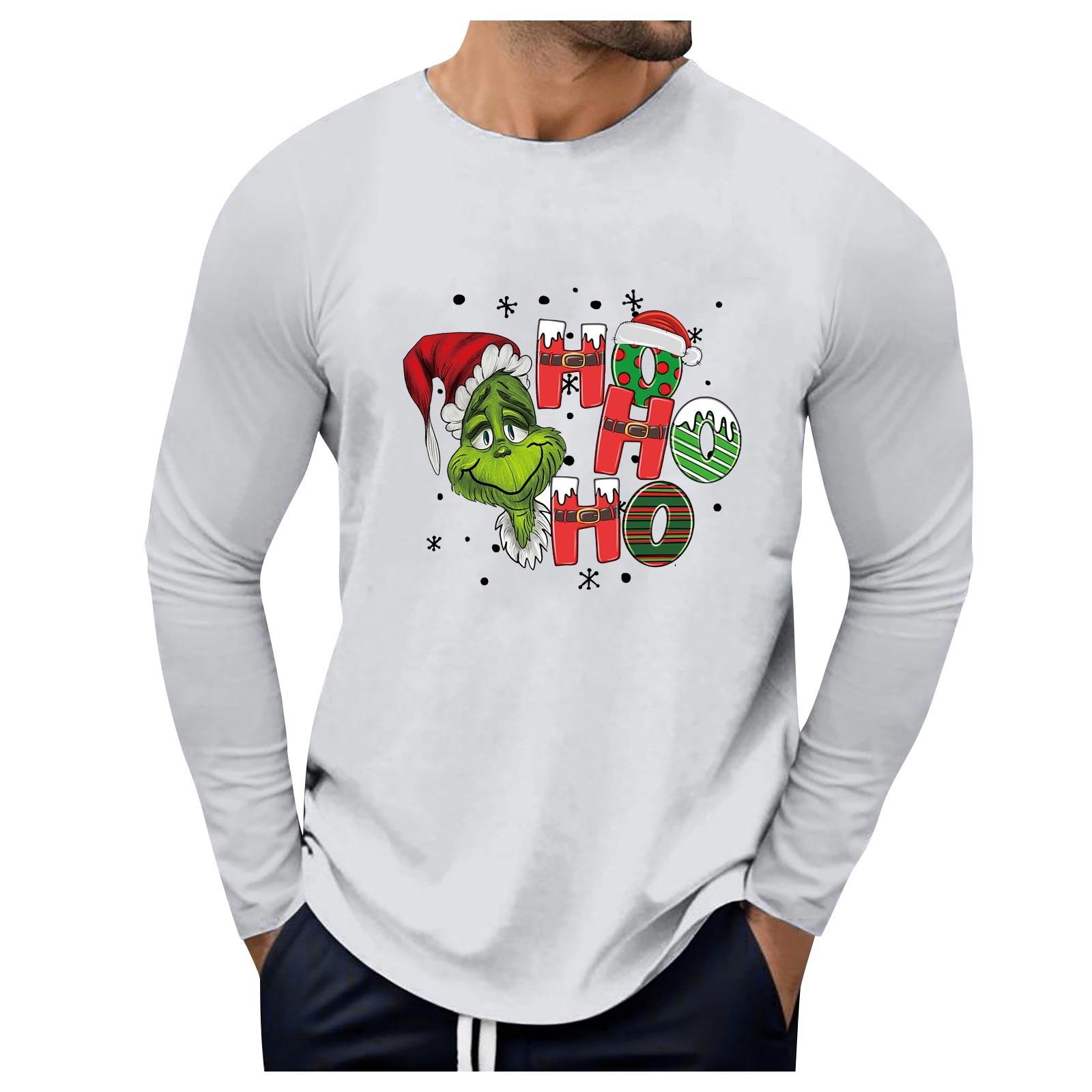 

Men s Round Neck Long Sleeve Loose Winter Tops Fashion T-Shirt Pattern Creative Letters Retro Print Street Sports Casual Tops L