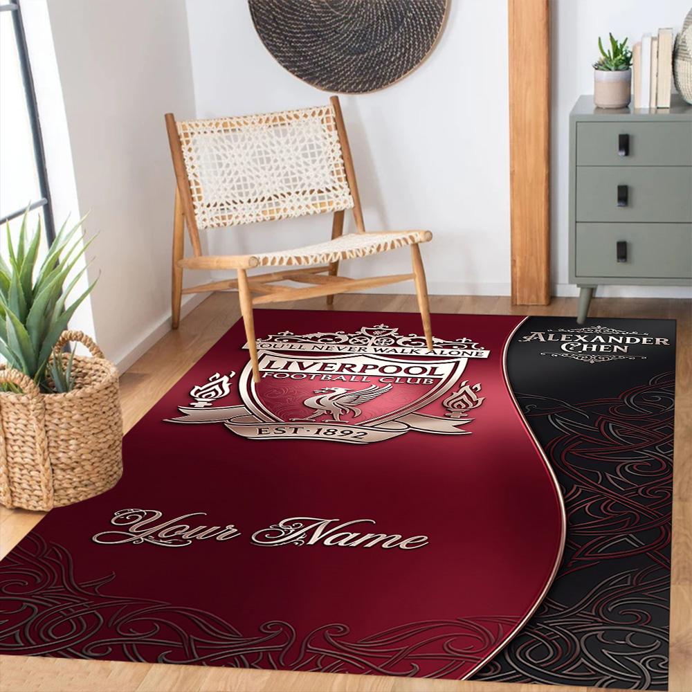 Liverpool Fc Customized Name Area Rug Suitable For Outdoor Balcony Hallway Foyer Antislip Carpet Decorate Offices Perfect Birthdaychristmas Gift Idea