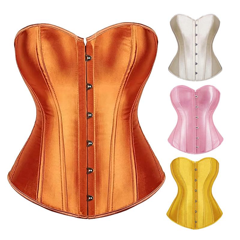 Classic European American Women Sexy Faux Silk Boned Waist Cincher Body Shaper