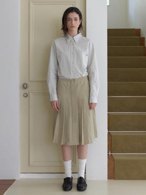 Elssibeui Drawstring Pleated Skirt_Beige