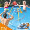 Pool Basketball Hoop Set for Kids Adults 2-in-1 Floating Basketball Ring Toss Game Summer Pool Fun Games for Family Gatherings Indoor Outdoor