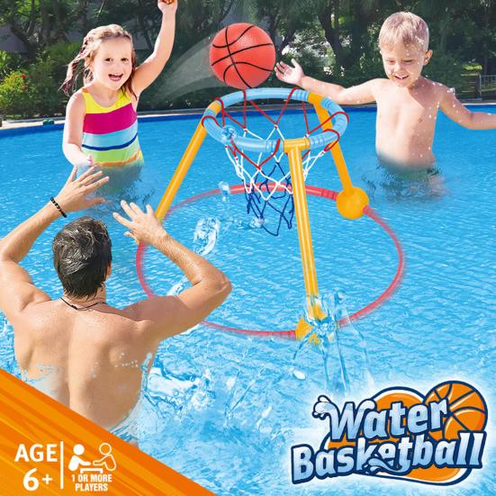 Pool Basketball Hoop Set for Kids Adults 2-in-1 Floating Basketball Ring Toss Game Summer Pool Fun Games for Family Gatherings Indoor Outdoor