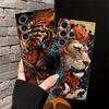 Black Soft Phone Cover Case for Samsung Galaxy S21 S23 FE S22 S25+ S25 Ultra S23+ S24+ S24 Plus S20 Note 20 10 Cool Lion