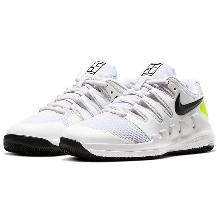 NikeCourt Jr. Vapor X GS Tennis White/Volt/Black Kids Sneakers AR8851-101