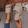 European-American Thick-Sole Chunky Heel Square Toe Sandals - Women's Summer High-Heeled Wide-Strap Slippers