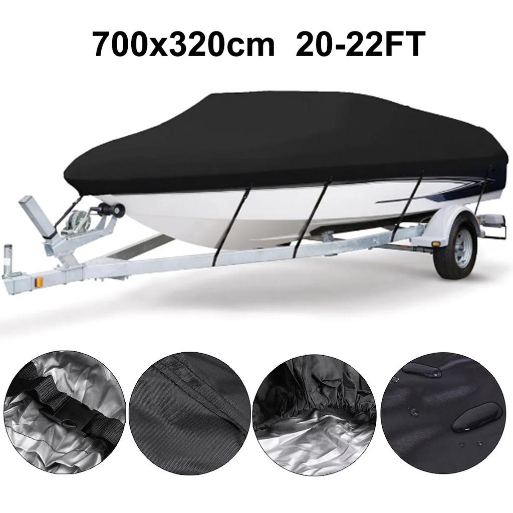 Aunct 11ft - 22ft 210D Trailerable Boat Covers Waterproof Rain Proof Sunproof UV Protector Speedboat Boat Cover Fishing Ski D45