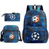 New Football Student Backpack Trendy Schoolbag Three-piece Large-capacity Primary School Students