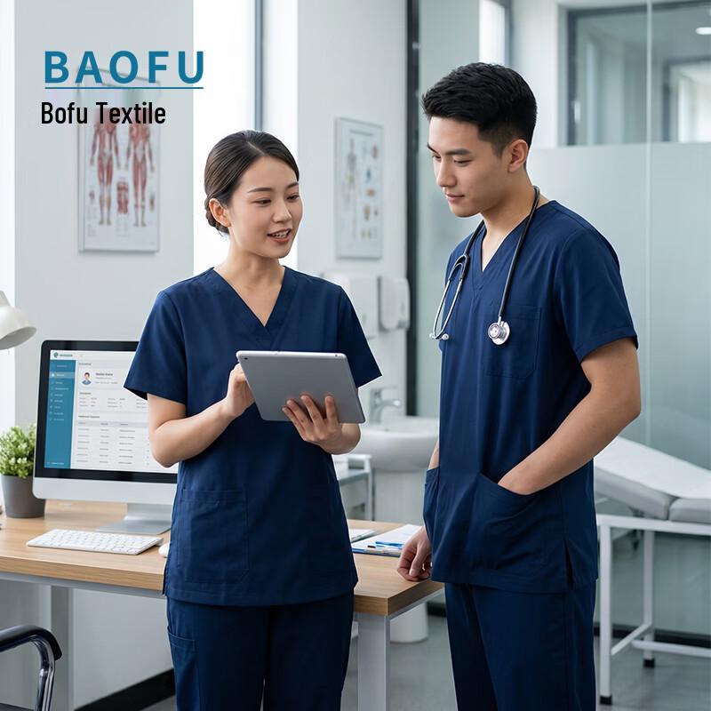 Baofu Unisex Short Sleeve Scrub Top S