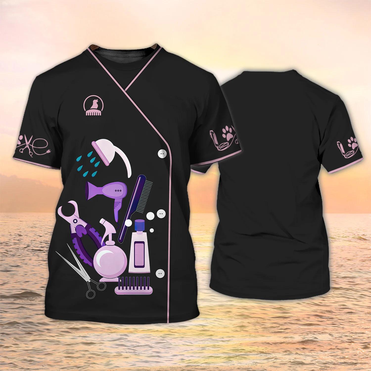 

Футболки для грумеров для собак, кошек, груминга, уличная одежда с 3D принтом, мужская и женская модная футболка большого размера, футболки для косплея, топы, униформа, одежда L