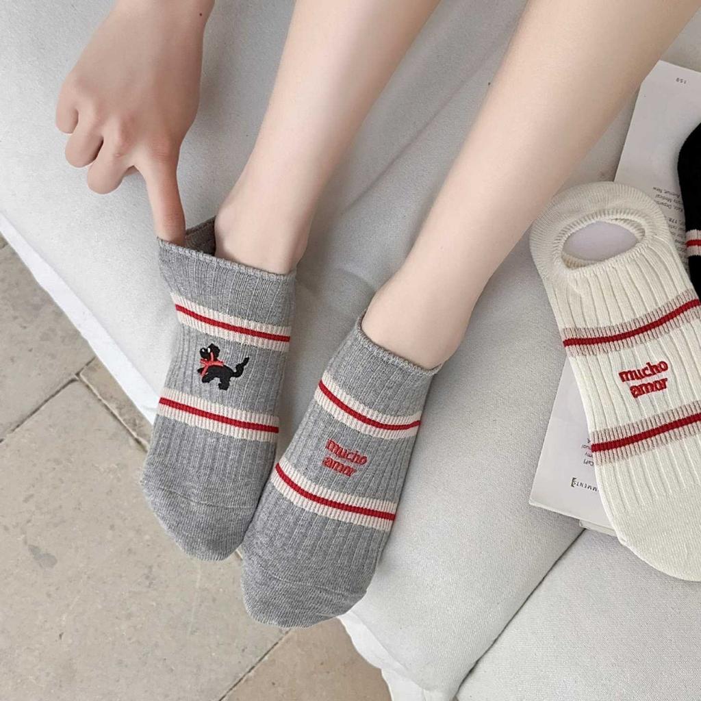 Ab Puppy English Socks Women'S Low-Top Pump Socks Fashionable And Comfortable Cotton Socks Cute Preppy Style Versatile Women'S Socks
