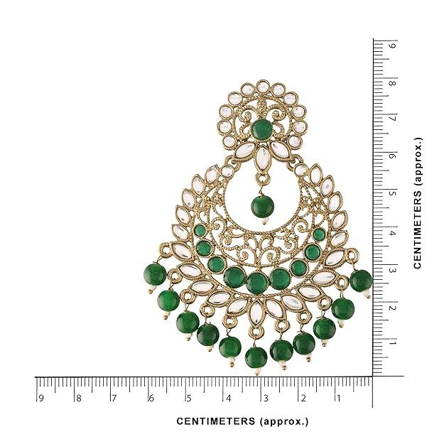Traditional Gold Plated With Stunning Antique Finish Kundan & Pearl Chandbali Earrings for Women/Girls