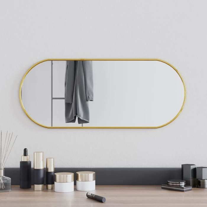 VidaXL Wall Mirror Makeup Mirror Vanity Cosmetic Bathroom Decoration Toilet Living Room Interior Gold 348197