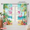 2pcs,2D plane printing Curtains Digital Printed Tropical Birthday Bash Versatile 100% Polyester (without rod) Decorations For