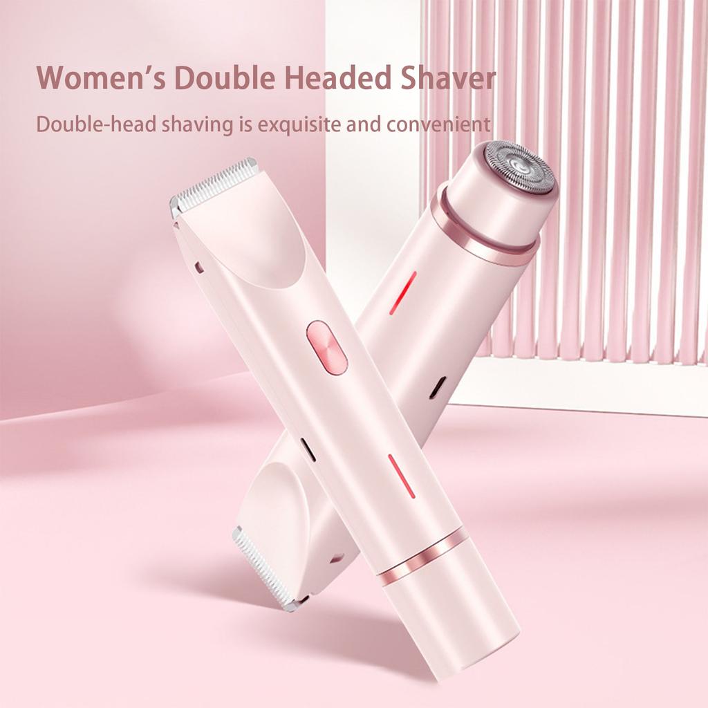 Electric Hair Removal Device for Sensitive Areas Dual Head Portable Shaver Cordless Rechargeable Trimmer for Body and Face