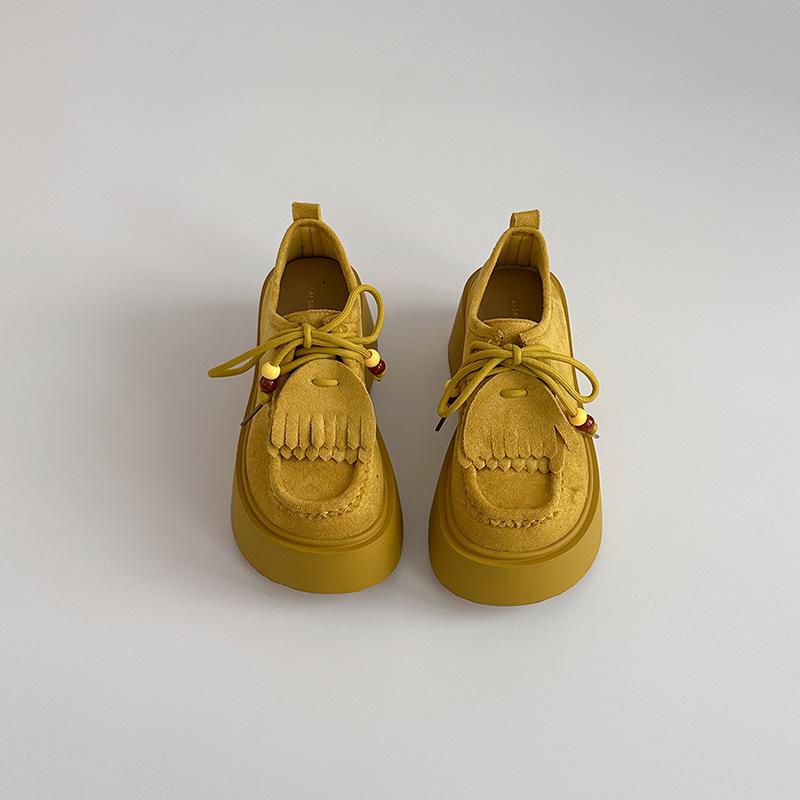 Retro Platform Beaded Lace-up Martin Boots Women's Autumn and Winter Lace-up Fashion Matte Leather Versatile Platform Casual Shoes Tide