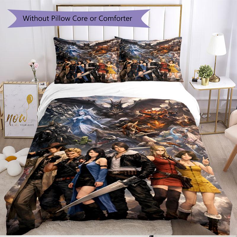 3pcs Duvet Cover Set (1*Duvet Cover + 2*Pillowcase, Without Core), Final Fantasy Print Soft All‑Season Bedding Set, Home Bedroom Decor Gift