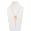 Sweet Bow Pendant Necklace for Women Y Shape Adjustable Snake Chain Personality Elegant Fashion Daily Wear Jewelry Accessories