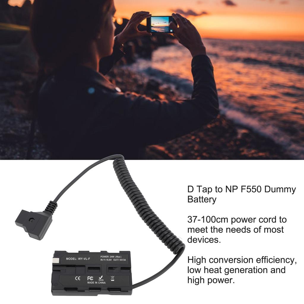 D Tap To NP F550 Dummy Battery Low Heat Generation ABS NP F550 Dummy Battery Adapter Over Current  for Fill Light
