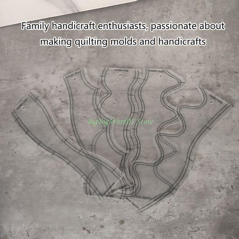 24TE 5 Pcs Acrylic Quilting Ruler Clear Quilting Templates Sewing Ruler for Crafting