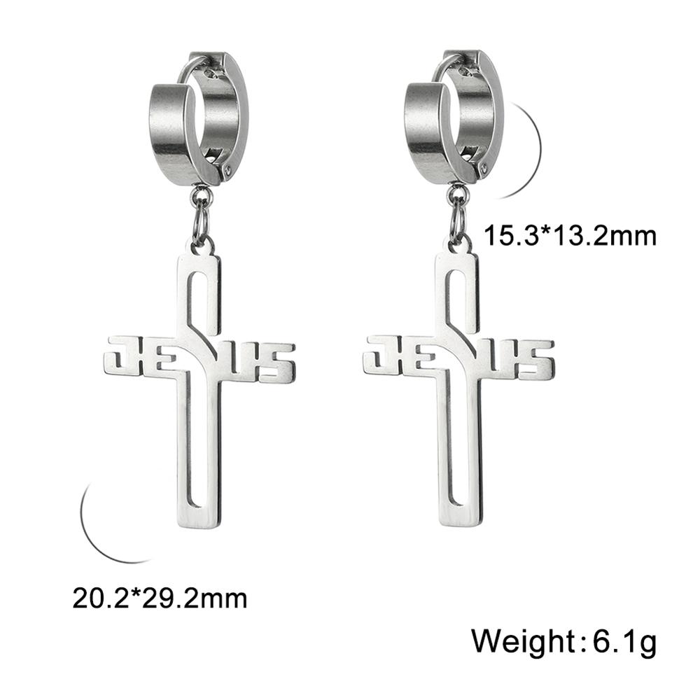 Cazador Punk Jesus Cross Drop Earrings for Men Women Christian Religious Stainless Steel Earrings Jewelry Mother's Day Gift