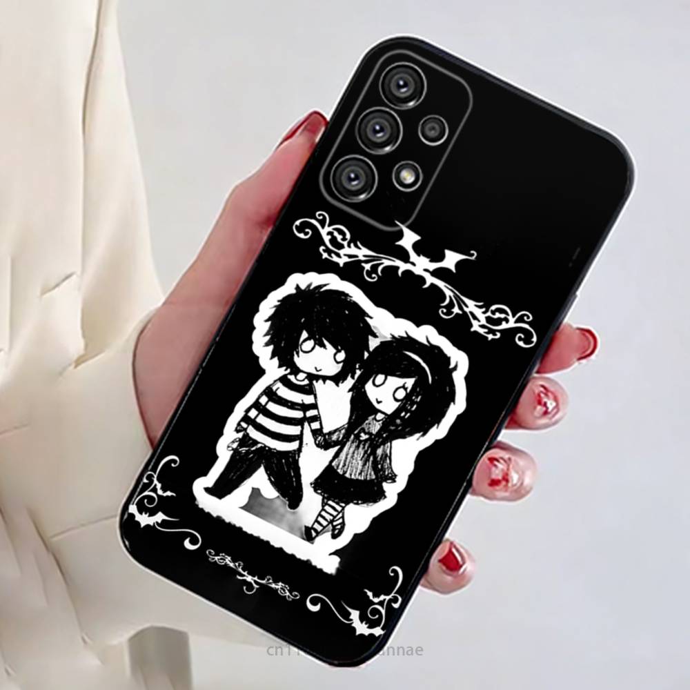 

Love Black and Cute Emo Phone Case For Samsung Galaxy A13,21s,22,31,32,52,53,71,80,A91 Soft Black Shell Samsung A53 5G