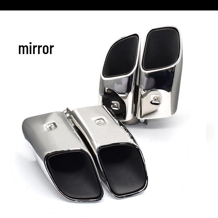 Black Titanium Mirror Silver Quad Exhaust Tips for 2014-2021 Porsche Macan/Cayenne Turbo