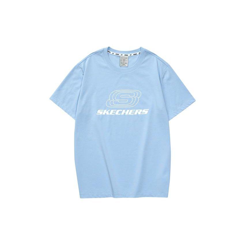 Skechers Colorful Casual Series Logo Print Loose Round Neck Short Sleeve T-Shirt Unisex Tops L223U164-0147 S