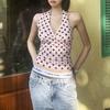 European and American style summer new women's clothing fashion temperament polka dot neck V neck fresh and sweet small vest